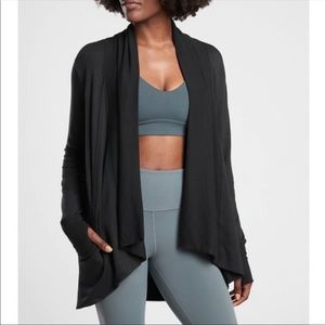 Athleta Pranayama Black Wrap Cardigan With Thumbholes Sz M